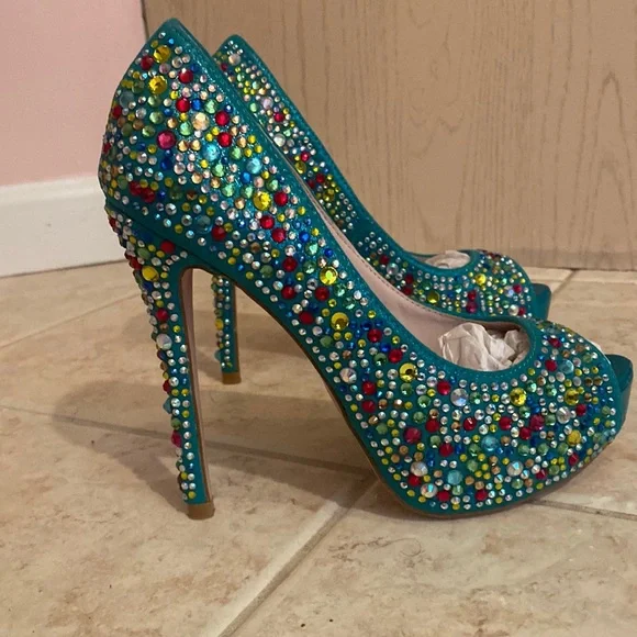 Lauren Lorraine Jeweled High Heels - Picture 1 of 11